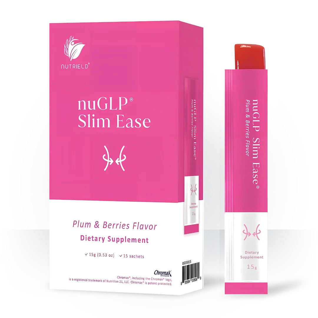 nuGLP Slim Ease dietary supplement in Plum & Berries flavor, 15g sachets for metabolic support