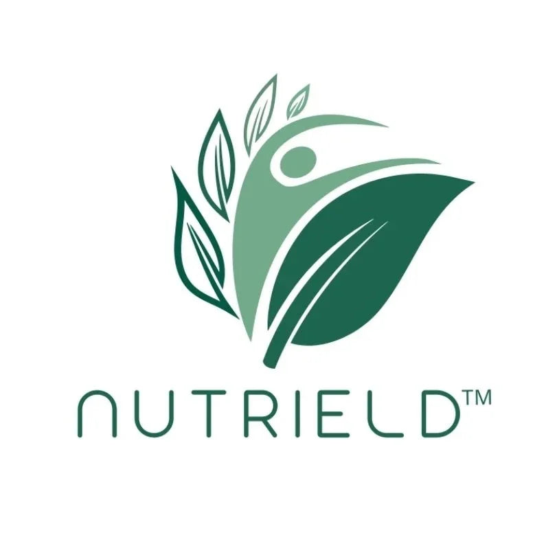 Nutrield logo with green leaf and human silhouette, symbolizing wellness and natural health support