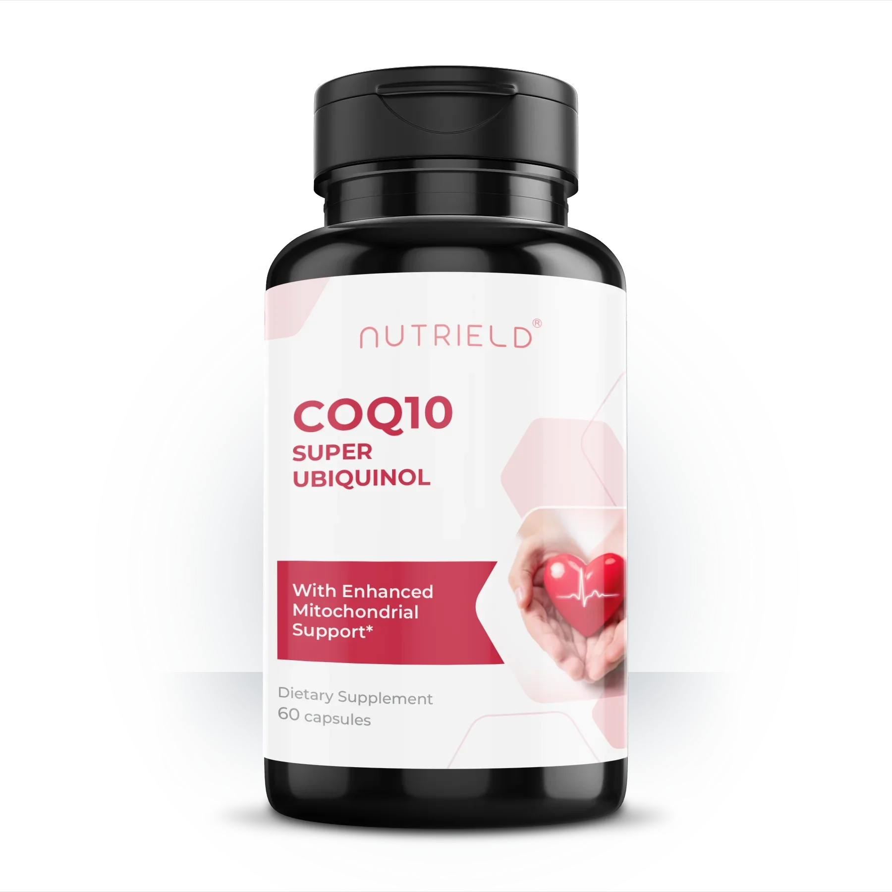 COQ10 super ubiquinol supplement bottle, 60 capsules, for mitochondrial support