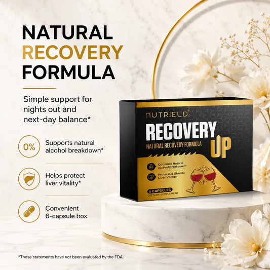 Nutrield Recovery Up natural recovery formula box for liver support and alcohol breakdown, 6 capsules